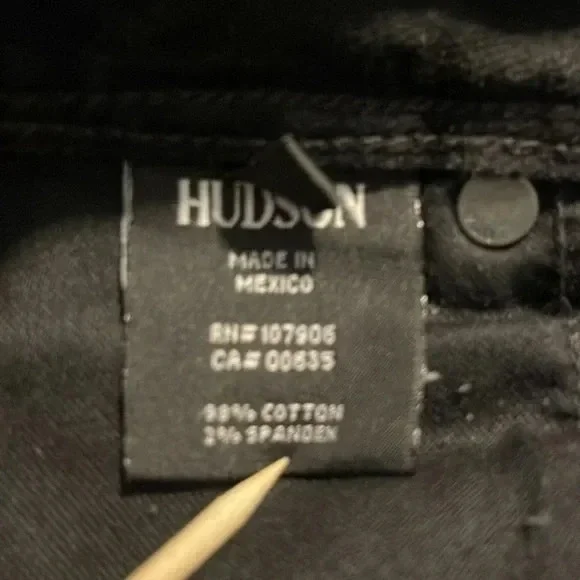 Hudson Collin Women's Black Super Stretch Skinny Jeans Size 26 Streetwear Edgy - Picture 6 of 11